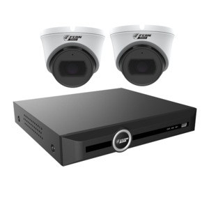 Ip Surveillance Kits: FERN360 Surveillance Kit - 2 Motorised Lens Starlight 5MP Turret Cameras and 5ch NVR - 2TB