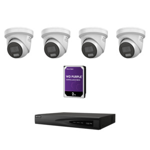 Ip Surveillance Kits: HiLook HLCV6MPACIPCCTVKIT3 6MP ColorVu AcuSense IP CCTV Kit # 3 with -> 1 * NVR-