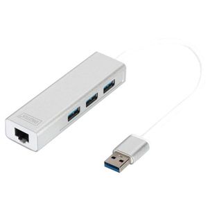 Usb Hubs Docking: DA-70250-1 - Digitus USB 3.0 3-Port Hub & Gigabit LAN Adapter