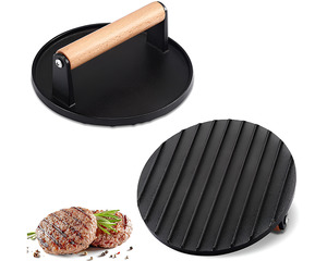 All: Cast Iron Smash Burger Press BBQ Cast Iron Smash Burger Press with Silicone Handle
