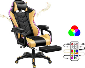 Gaming Chairs: Gaming Chair with Footrest – RGB Gaming Chair with Bluetooth Speakers