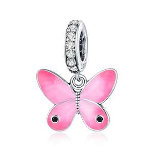 Charms: Pink Butterfly Pendant Charm