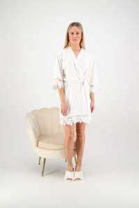 Robes: Olivia Cotton Lace Robe - White