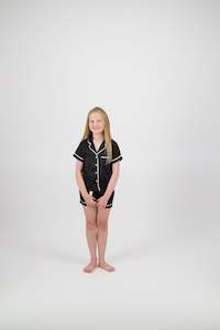 black: MINI Sienna Short PJ Set - Black/White