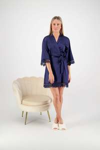 Robes: Misha Lace Robe - Navy