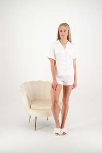 Pajama Sets: Sienna Short PJ Set - White/ Blush