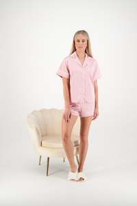 Pajama Sets: Sienna Short PJ Set - Dusty Rose/White
