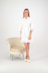 Bridal Robes: Misha Lace Robe - White
