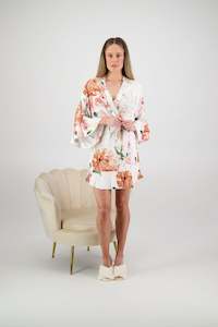 Robes: Amelia Cotton Floral Robe - White