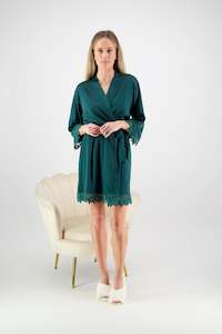 Robes: Misha Lace Robe - Forest Green