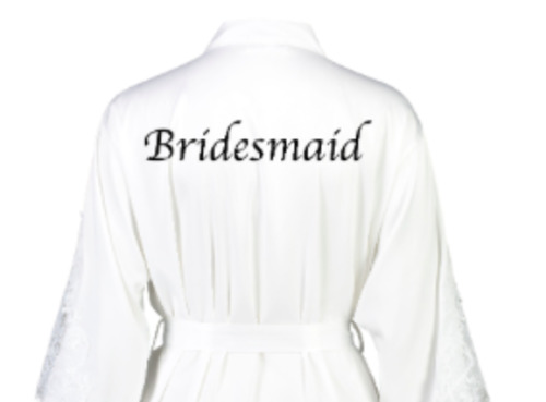 Outlet: Misha Lace Robe - White - O/S - Bridesmaid embroidery on back