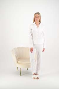 Sale: Georgie Long PJ Set - White/ Blush - XL & 2XL only