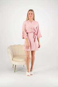 Satin Robes: Avana Lace Robe - Dusty Rose