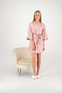Satin Robes: Alexa Satin Robe - Dusty Rose