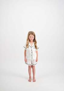 Mini Pj Sets: Sienna Kids Short PJ Set - White/Black
