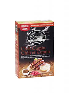Products: NEW Bradley Premium Chili Cumin Bisquettes 24-pack - The Smokehouse New ZealandThe Smokehouse New Zealand