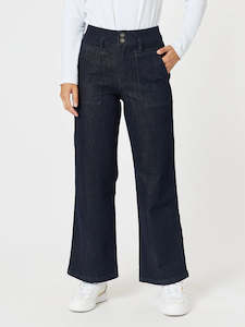 Latest: Hudson High Rise Wide Leg Jean - Dark Denim
