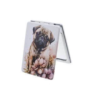 Products: Compact Mirror - Pug & Flowers - The Specialty House