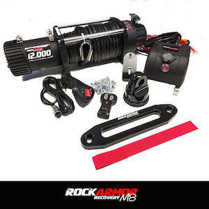 Accessories: Rockarmor 12,000Lbs 4X4 Bullbar Winch With Synthetic Rope & Wireless Remote