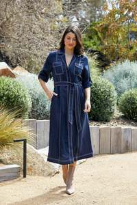 Contrast Stitch Tie Dress