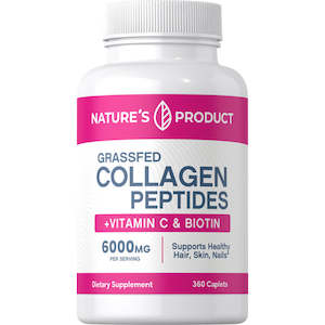 GRASS-FED COLLAGEN PEPTIDES - Nature's Product + Vit C + Biotins 6000mg