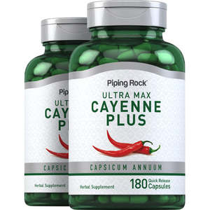 Fat Burners: Piping Rock -  Ultra Max Cayenne Plus  - 450mg - 180 Quick Release caps