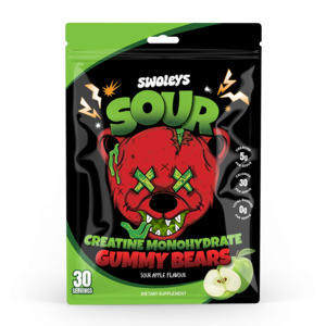 Creatine: Swoleys Creatine Monohydrate Gummies - 90 Gummies, 30 serves. Green Apple, Watermelon or Peach flavour