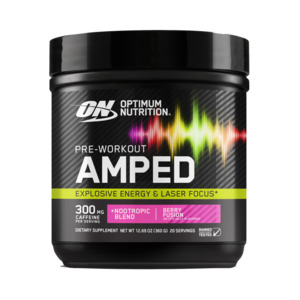 Frontpage: OPTIMUM Nutrition AMPED Pre-Workout - 360g / 20 Serves  - 3 Flavours