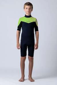 Coastlines: Classic Junior 2/2 Back Zip Springsuit - Lime / Black