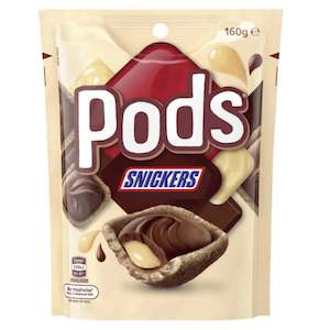 American Lollies Collection: Pods Snickers Chocolate Bag 160g