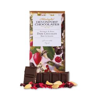 Nz Handmade Chocolates: Vintage Chocolate Bar, Silver Eye, Dark Chocolate Almond & Berry