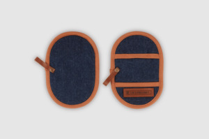 Products: Le Creuset Set of 2 Finger-grip Pot Holder Dark Blue Denim - Kitchen Essentials, Oven Gloves & Aprons - The Table