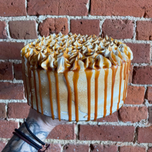 Salted Caramel Meringue Cake (GF)