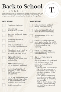 Back to School Checklist - Free Download