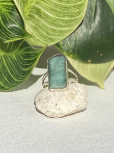 Frontpage: Emerald Sterling Silver Rough Crystal Ring - One of a Kind