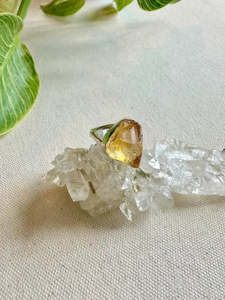 Citrine Sterling Silver Rough Crystal Ring - Size 7