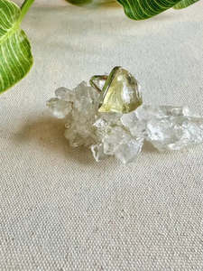 Lemon Topaz Sterling Silver Rough Crystal Ring - Size 8