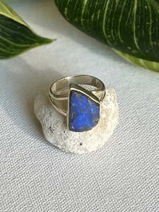 Jewellery: Large Rough Labradorite stone and Sterling Silver Ring