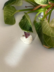 Large Rough Garnet Sterling Silver Ring-Size 9, One of a Kind