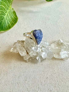 Large Rough Tanzanite Sterling Silver Ring - Size 10, One of a Kind