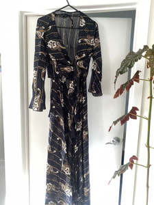 Clothing 1: Lurex Rayon Maxi Dress and Wrap Top Set - Black & Gold
