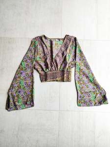 Clothing 1: Silk Sari Cross Over Long Sleeve Top