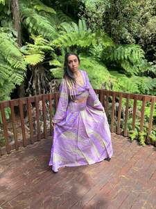 Clothing 1: Ranita Long Sleeve Silk Sari Set - Purple