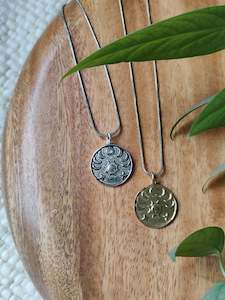Brass Moon Phase Pendant Neckalce