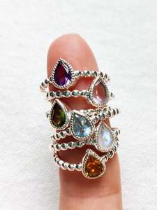 Sterling Silver Favourites: Sterling Silver Teardrop Stone Ring