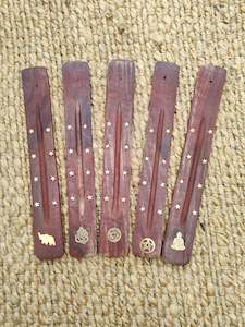 Wood and Brass Incense Holder