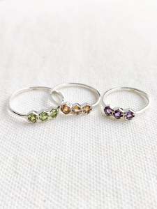Sterling Silver Favourites: Sterling Silver Dainty 3 Hexagon Stone Ring