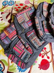 Cotton Embroidered Patchwork Backpack