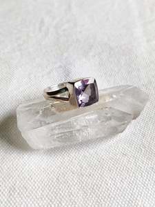 One Off Sterling Silver: Sterling Silver Faceted Amethyst Ring - One off