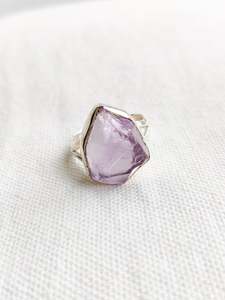 One Off Sterling Silver: Amethyst Sterling Silver Rough Crystal Ring - Size 8